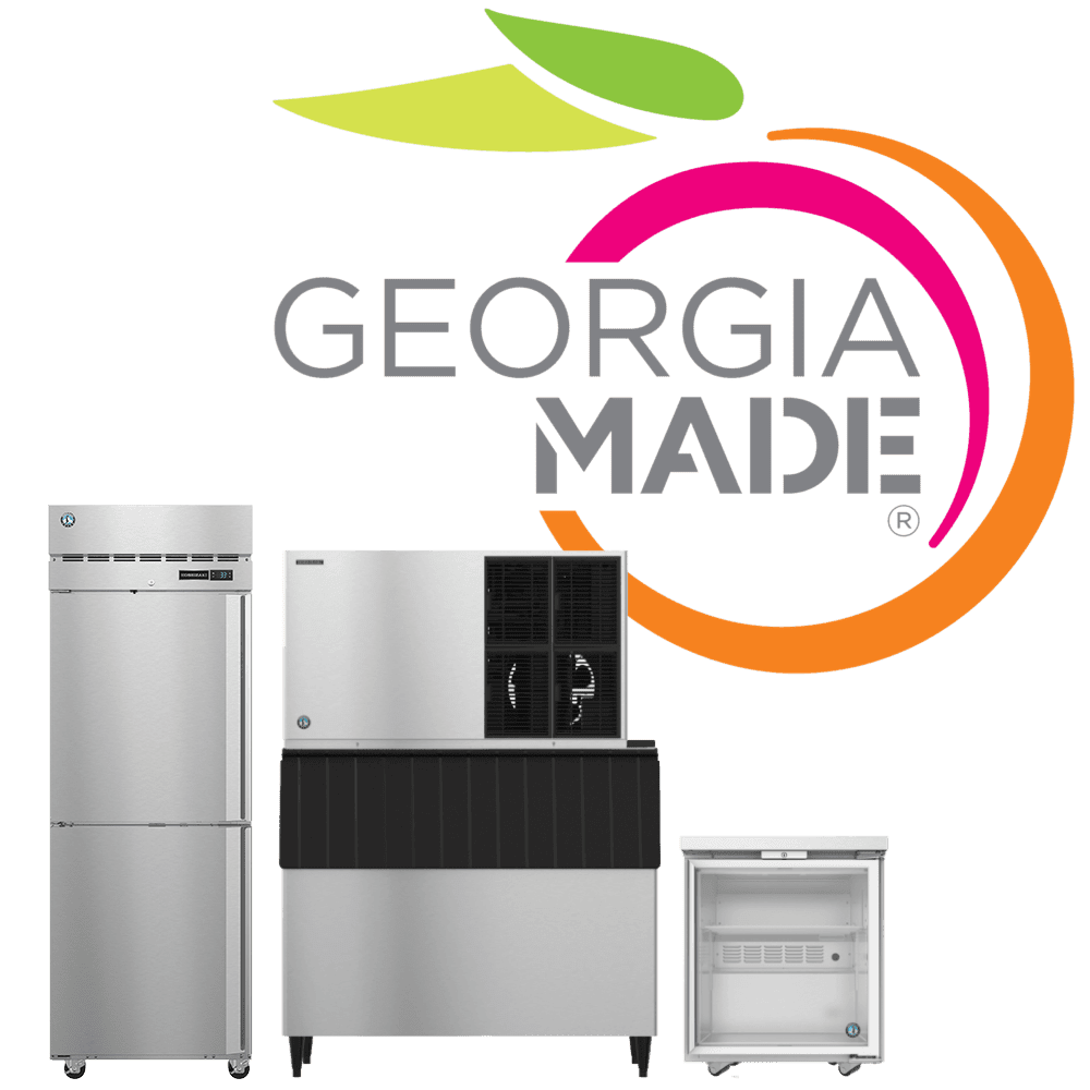 A series of Hoshizaki products under a peach-shaped logo that reads "Georgia Made"