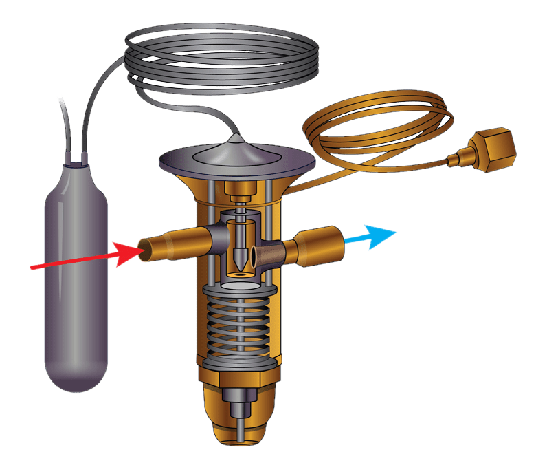 Thermal Expansion Valve (TXV) used in Hoshizaki refrigeration systems to regulate refrigerant flow for faster and efficient cooling.
