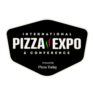 Logo for the International Pizza Expo & Conference, powered by Pizza Today, with stylized text and a green and red accent on the word "Pizza.