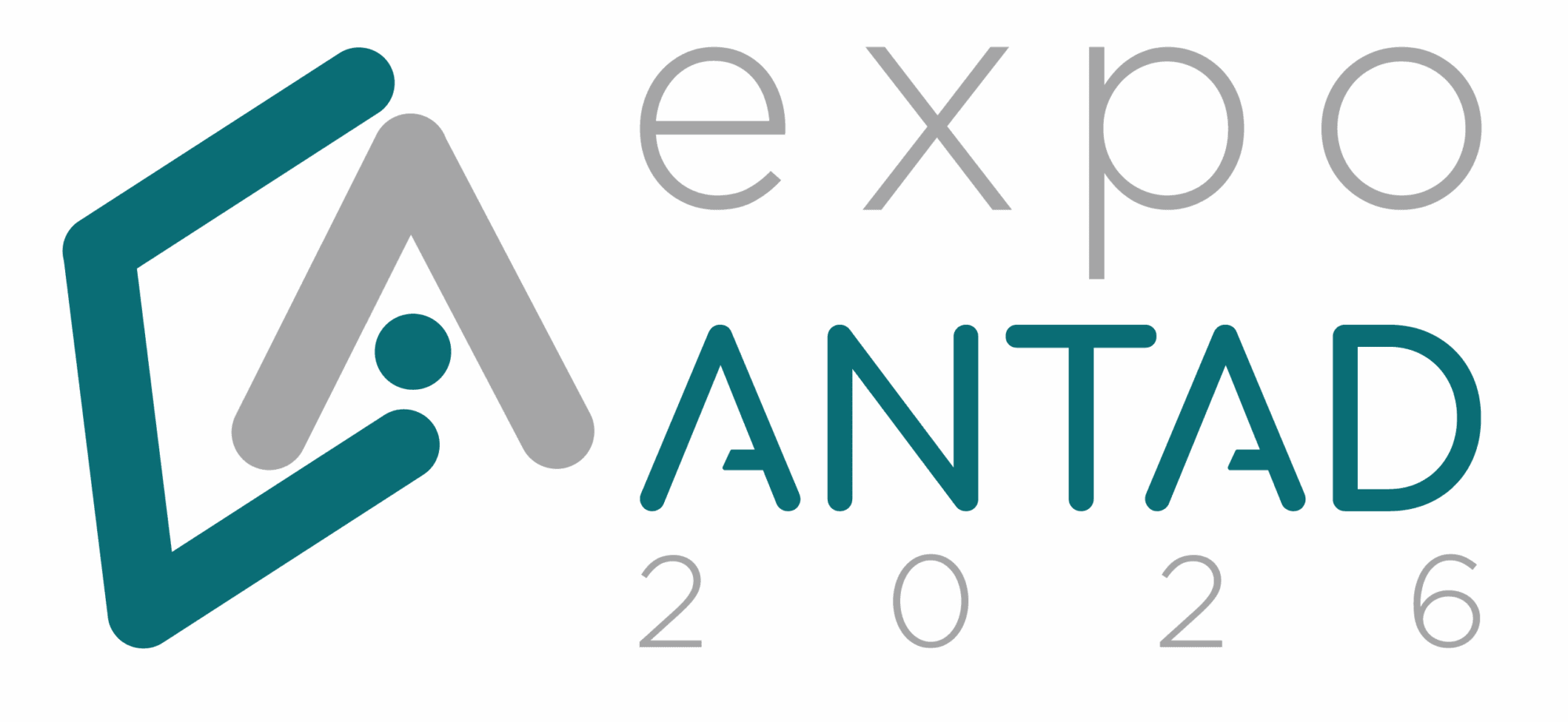 Logo for Expo ANTAD 2026, featuring stylized geometric shapes and text in teal and gray on a white background.