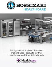 A modern laboratory with various Hoshizaki refrigeration units, ice machines, and lab equipment for healthcare and scientific use.