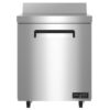 Stainless steel commercial refrigerator with a single door, flat top, recessed handle, and wheels. Brand label "Valiance" visible at the bottom right.