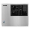 A stainless steel Hoshizaki commercial ice machine with dual vented panels and brand logo on the front.